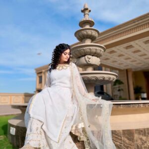 Pure White Chiffon With Crush Sharara