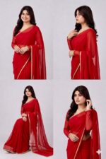 Radiant Scarlet Chiffon Saree