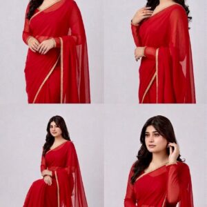 Radiant Scarlet Chiffon Saree