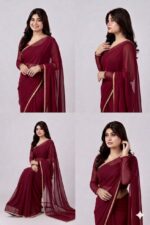 Radiant Scarlet Chiffon Saree