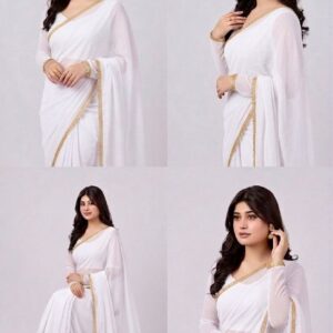 Ethereal Ivory Pearl Saree